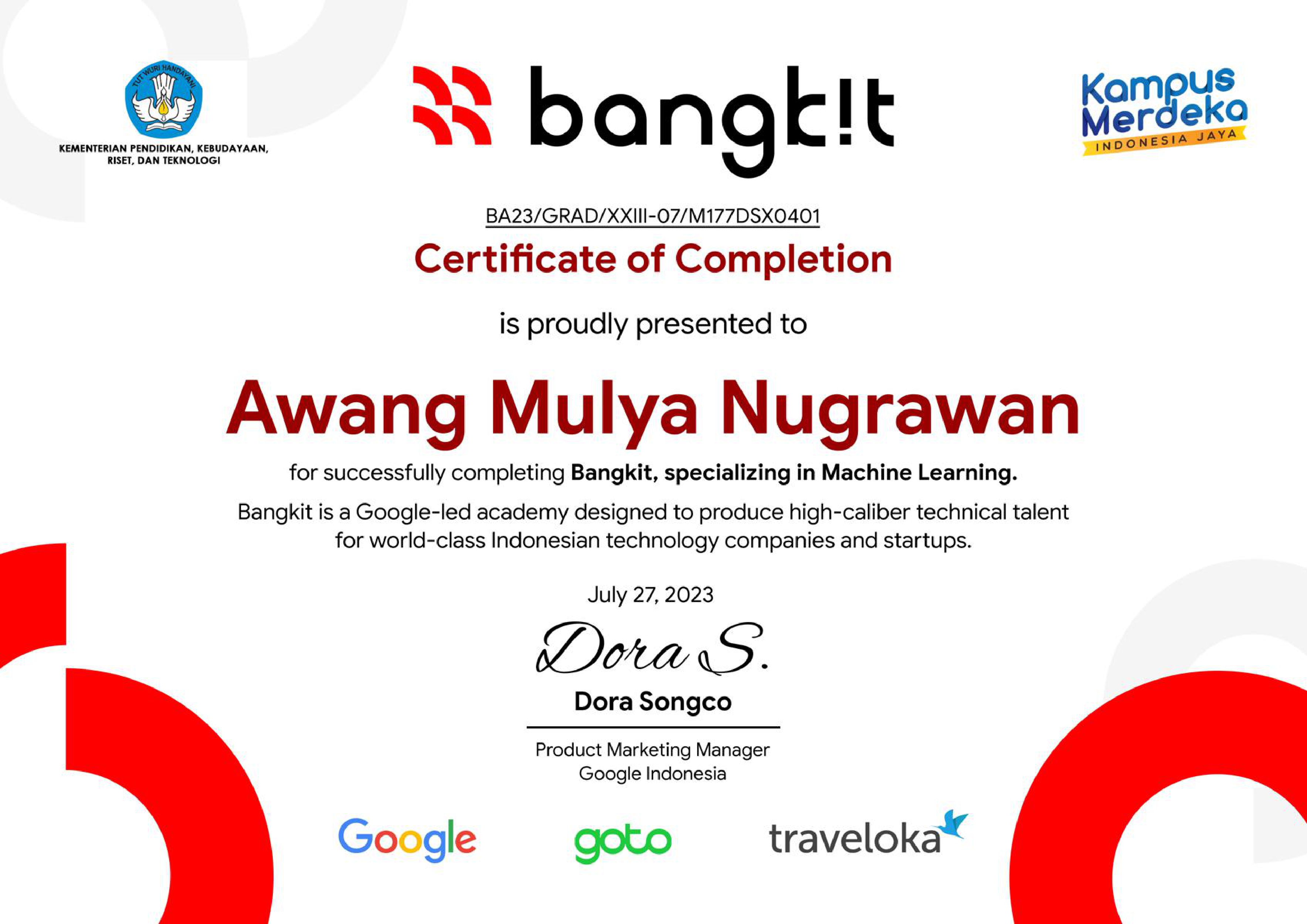Certification Bangkit 2023
